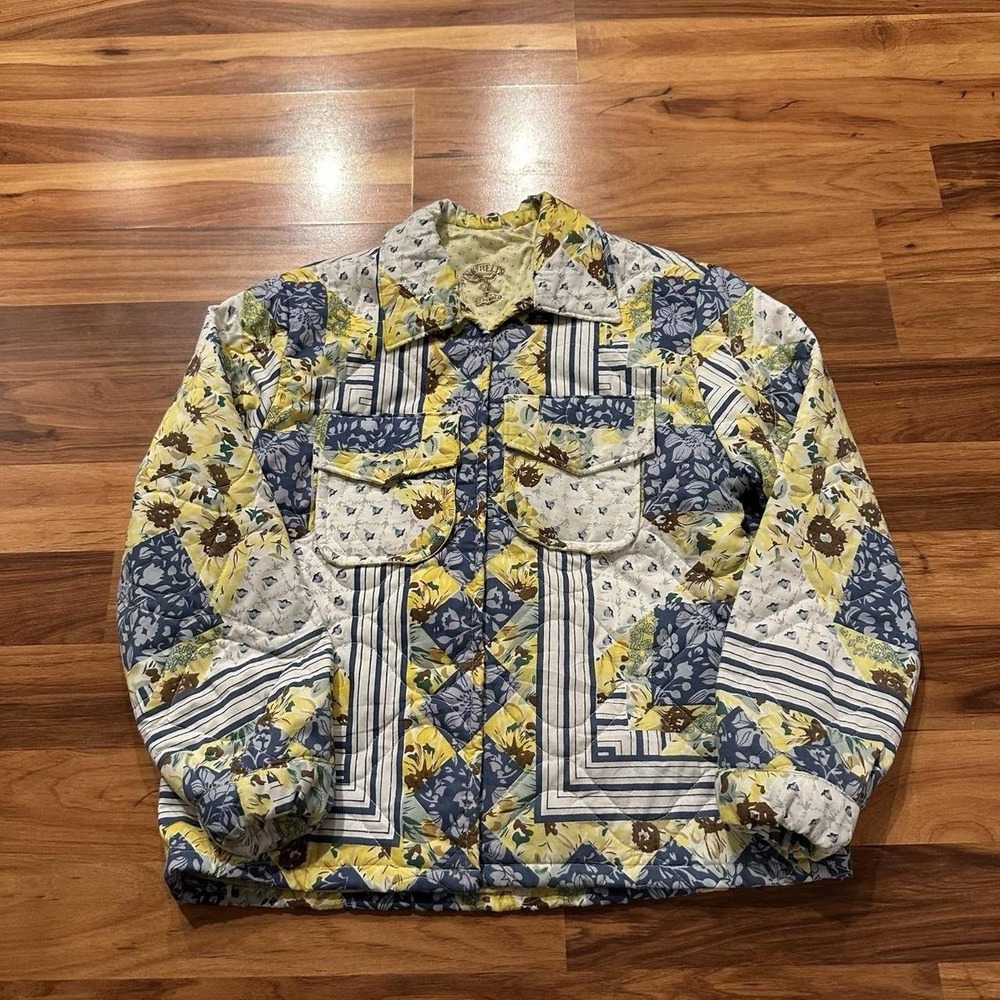 Women's Quilted Jacket Handmade Fits Large Paisley Plaid Spring Colors USA